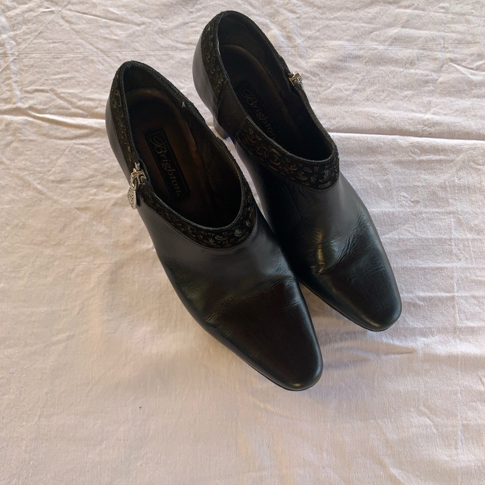Vntg. Brighton “Reel” Black Leather Mule Heel 9M - Picture 7 of 7